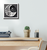 Wrapped canvas depicting contrasting heat and chill themes.